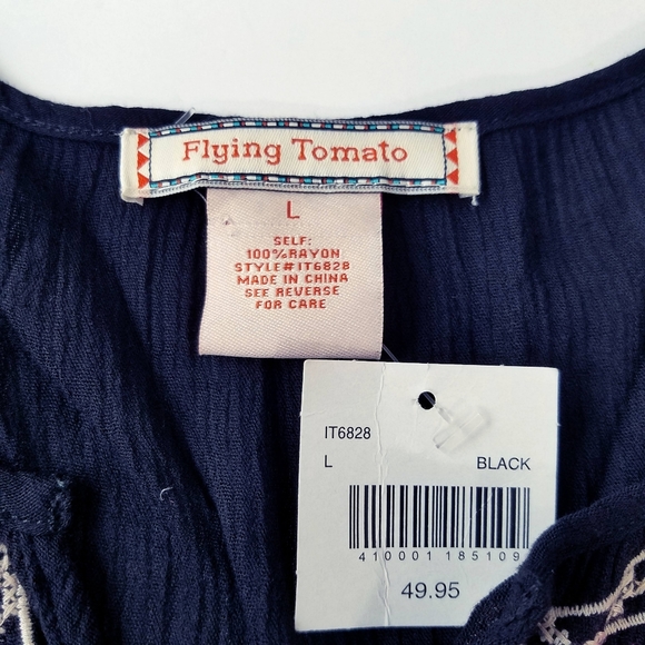 Flying Tomato Boho Embroider Bell Sleeve Top NW - Picture 7 of 7